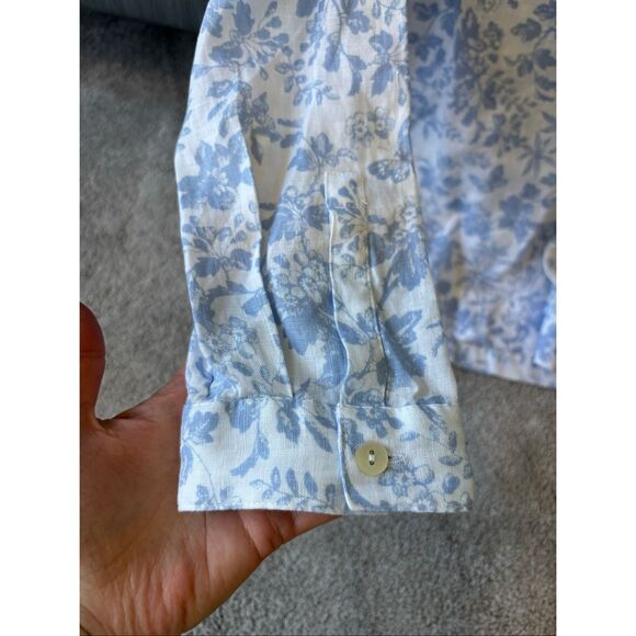 NWT J Jill Love Linen Blue Floral Long Sleeve Split Neck, 1X, $100 A17 - Picture 6 of 9